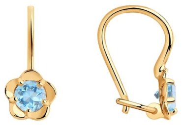 Серьги SOKOLOV 727468 вес 0.82 г золото, топаз Swarovski купить,76150