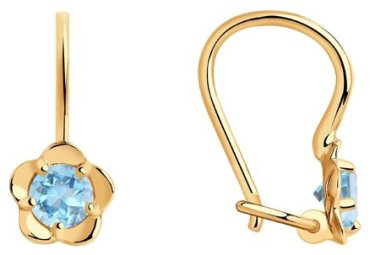Серьги SOKOLOV 727468 вес 0.82 г золото, топаз Swarovski купить,76150