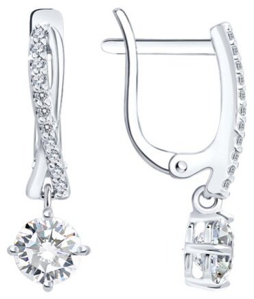 Серьги Diamant 94-121-00043-1 вес 2.22 г серебро, фианит купить,13719
