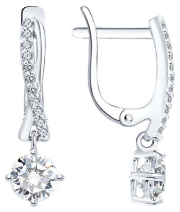 Серьги Diamant 94-121-00043-1 вес 2.22 г серебро, фианит купить,13719
