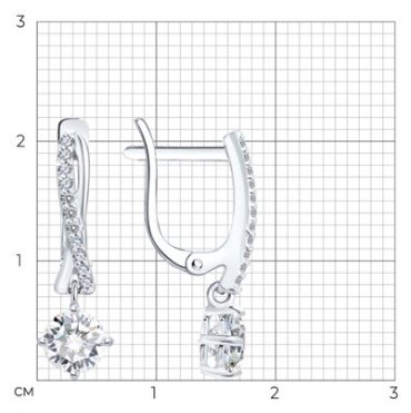 Серьги Diamant 94-121-00043-1 вес 2.22 г серебро, фианит купить,13719