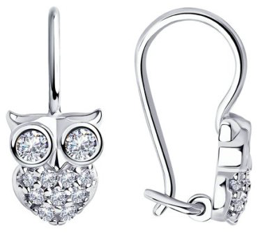 Серьги Diamant 94-120-01030-1 вес 1.54 г серебро, фианит купить,10000