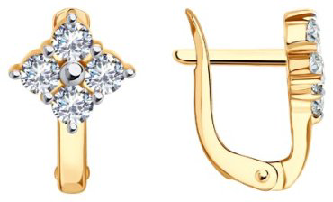 Серьги Diamant 51-120-02763-1_d вес 1.82 г золото, фианит купить,157399