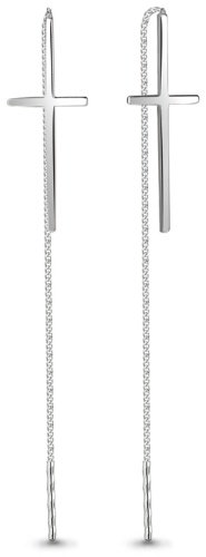 Серьги-цепочки AQUAMARINE 33146 вес 1.15 г серебро, без вставок купить,11774