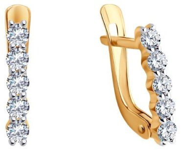 Серьги Diamant 51-120-02283-1 вес 1.3 г золото, фианит купить,115861