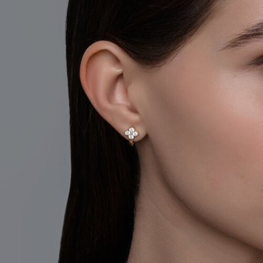 Серьги Diamant 51-120-02763-1_d вес 1.82 г золото, фианит купить,157399
