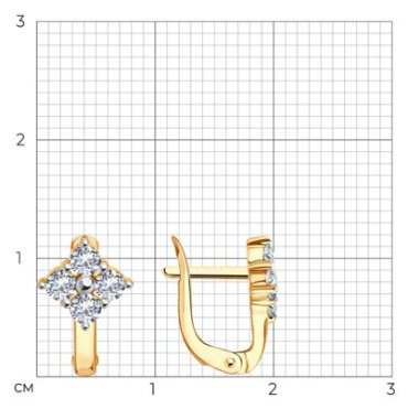 Серьги Diamant 51-120-02763-1_d вес 1.82 г золото, фианит купить,157399