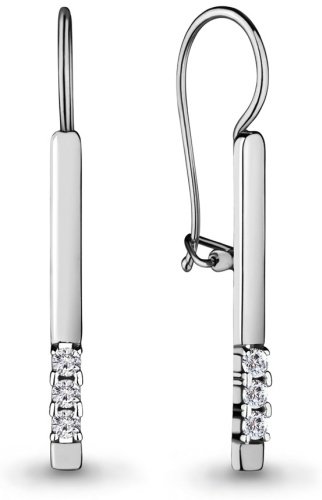 Серьги AQUAMARINE 46692А вес 1.6 г серебро, фианит
