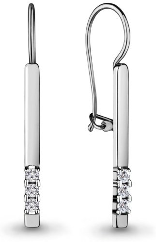 Серьги AQUAMARINE 46692А вес 1.6 г серебро, фианит