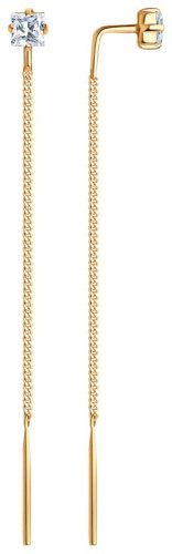 Серьги-цепочки SOKOLOV 020608 вес 1.12 г золото, фианит купить,88671