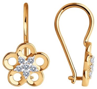 Серьги Diamant 51-120-01536-1 вес 1.21 г золото, фианит купить,117679