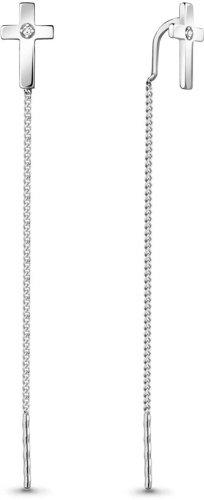 Серьги-цепочки AQUAMARINE 48533А.5 вес 1.45 г серебро, фианит