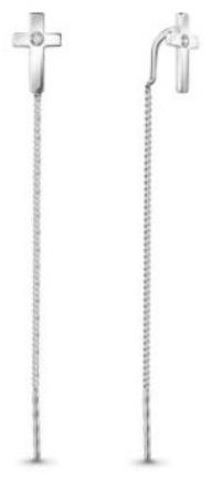 Серьги-цепочки AQUAMARINE 48533А.5 вес 1.45 г серебро, фианит