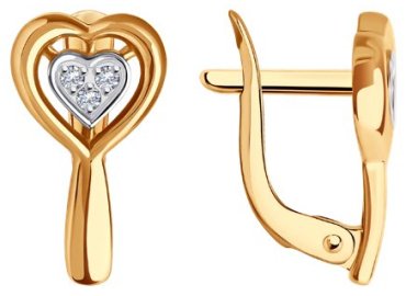 Серьги Diamant 51-120-02773-1_s вес 1.71 г золото, фианит купить,135998