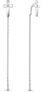 Серьги AQUAMARINE 48533A.5_R5 вес 1.21 г серебро, фианит купить,10637