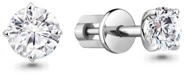 Пусеты AQUAMARINE 46043.5 вес 1.64 г серебро, фианит купить,12000