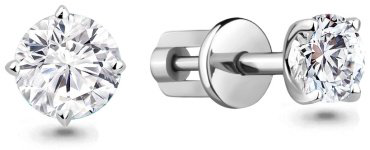 Пусеты AQUAMARINE 46043.5 вес 1.64 г серебро, фианит купить,12000