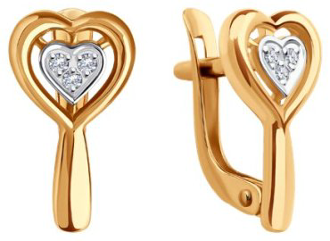Серьги Diamant 51-120-02773-1_s вес 1.71 г золото, фианит купить,135998