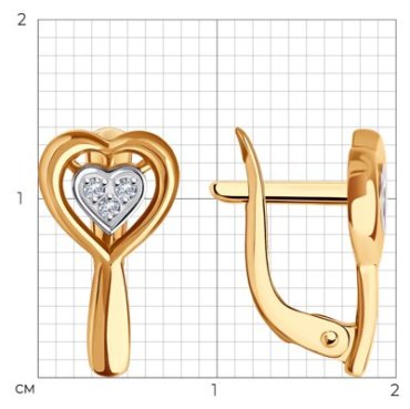 Серьги Diamant 51-120-02773-1_s вес 1.71 г золото, фианит купить,135998