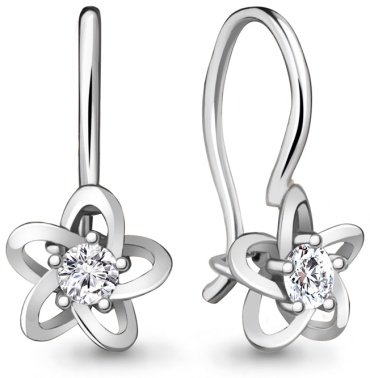 Серьги AQUAMARINE 49203А вес 1.06 г серебро, фианит купить,7760