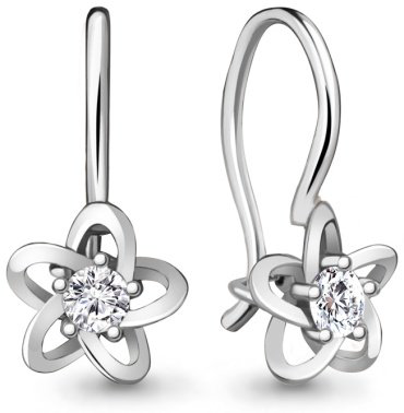 Серьги AQUAMARINE 49203А вес 1.06 г серебро, фианит купить,7760