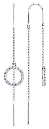 Серьги-цепочки Diamant 94-123-01496-1 вес 1.78 г серебро, фианит купить,10389