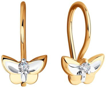 Серьги SOKOLOV 028546 вес 1 г золото, фианит купить,80000