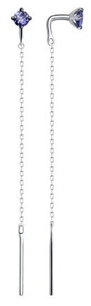 Серьги Diamant 52-223-01714-3 вес 0.67 г золото, бриллиант, танзанит купить,NaN