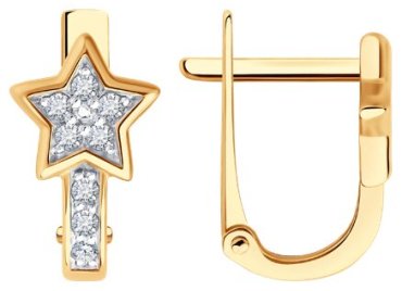 Серьги Diamant 51-120-02826-1_s вес 2 г золото, фианит купить,179100
