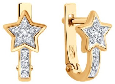 Серьги Diamant 51-120-02826-1_s вес 2 г золото, фианит купить,179100
