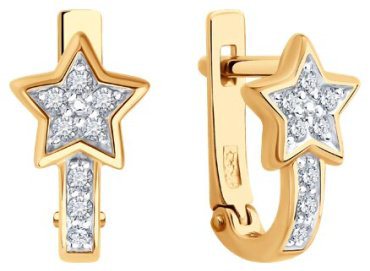 Серьги Diamant 51-120-02826-1_s вес 2 г золото, фианит купить,179100