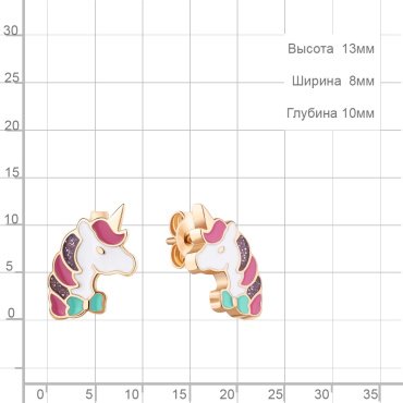 Пусеты AQUAMARINE 34277 вес 1.56 г серебро, эмаль купить,NaN