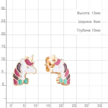 Пусеты AQUAMARINE 34277 вес 1.56 г серебро, эмаль купить,NaN