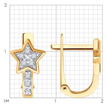 Серьги Diamant 51-120-02826-1_s вес 2 г золото, фианит купить,179100