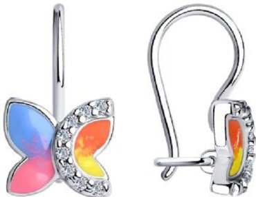 Серьги Diamant 94-120-01436-1 вес 1.67 г серебро, фианит, эмаль купить,12027