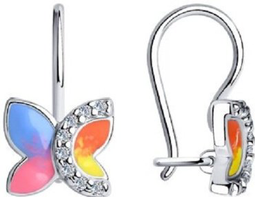 Серьги Diamant 94-120-01436-1 вес 1.67 г серебро, фианит, эмаль купить,12027