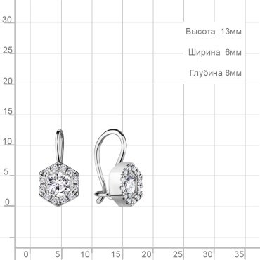 Серьги AQUAMARINE 48775А вес 1.32 г серебро, фианит купить,19494