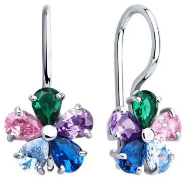 Серьги Diamant 94-120-02162-1 вес 1.5 г серебро, фианит купить,11550