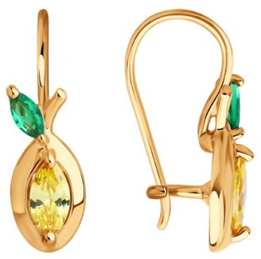Серьги Diamant 51-120-02857-1_s вес 1.58 г золото, фианит купить,148629