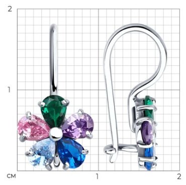 Серьги Diamant 94-120-02162-1 вес 1.5 г серебро, фианит купить,11550