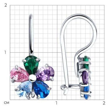 Серьги Diamant 94-120-02162-1 вес 1.5 г серебро, фианит купить,11550