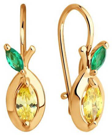 Серьги Diamant 51-120-02857-1_s вес 1.58 г золото, фианит купить,148629