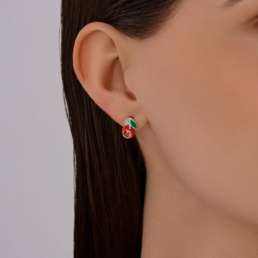 Серьги SOKOLOV 94-120-02200-1_s вес 2.12 г серебро, фианит, эмаль купить,17154