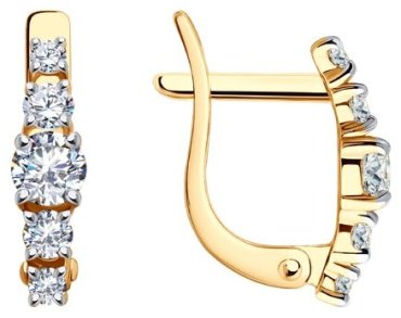 Серьги Diamant 51-120-02210-1 вес 1.32 г золото, фианит купить,96299