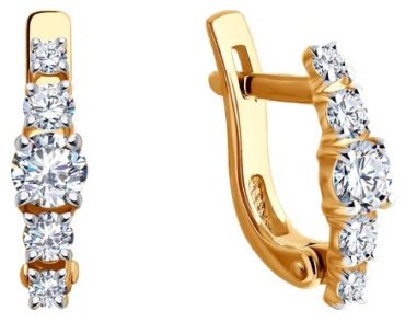 Серьги Diamant 51-120-02210-1 вес 1.32 г золото, фианит купить,96299
