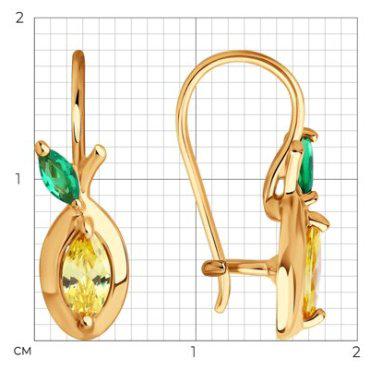Серьги Diamant 51-120-02857-1_s вес 1.58 г золото, фианит купить,148629