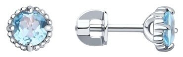 Пусеты SOKOLOV 92022387-sk22 вес 1.8 г серебро, топаз купить,13642