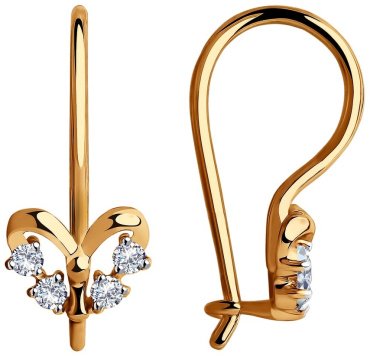 Серьги Diamant 51-120-00512-1 вес 1.09 г золото, фианит купить,91177