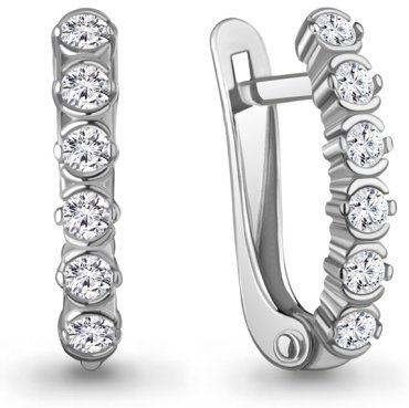 Серьги AQUAMARINE 400489А.5 вес 2.46 г серебро, фианит купить,23598