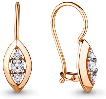 Серьги AQUAMARINE 46683А вес 1.6 г серебро, фианит купить,18089